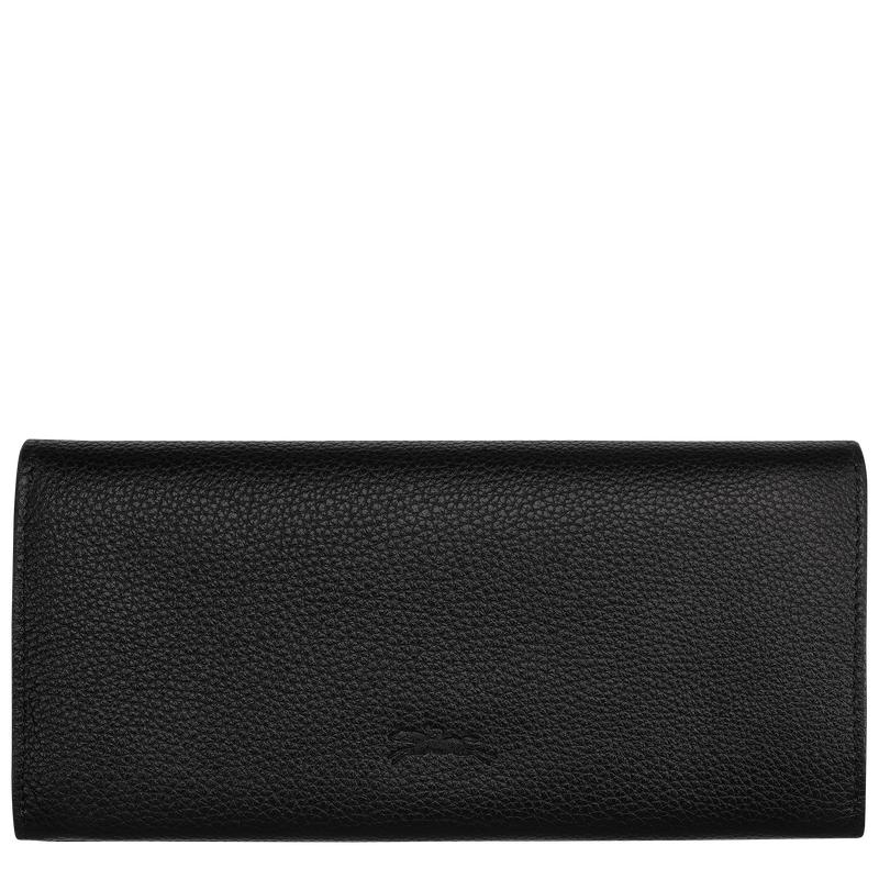 Longchamp Le Foulonné Continental Women's Wallets Black | HRL-037658