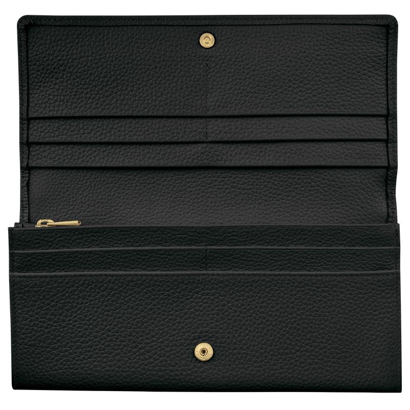 Longchamp Le Foulonné Continental Women's Wallets Black | HRL-037658