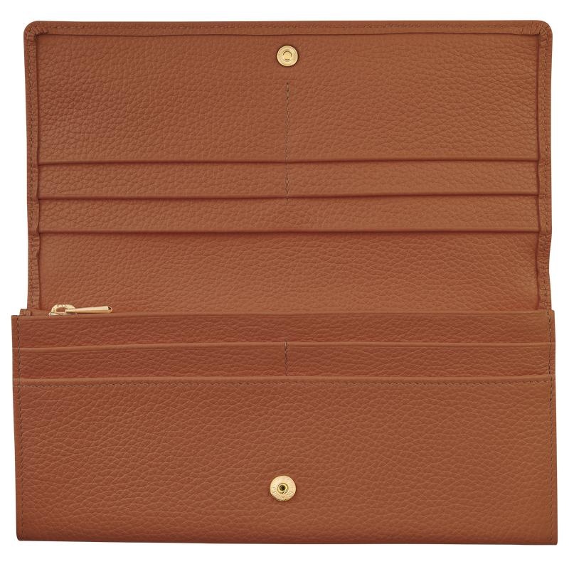 Longchamp Le Foulonné Continental Women's Wallets Caramel Brown | GBI-537841