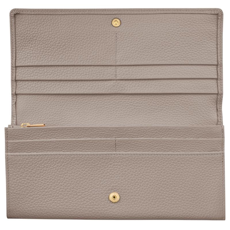 Longchamp Le Foulonné Continental Women's Wallets Turtledove Grey | MWX-089671