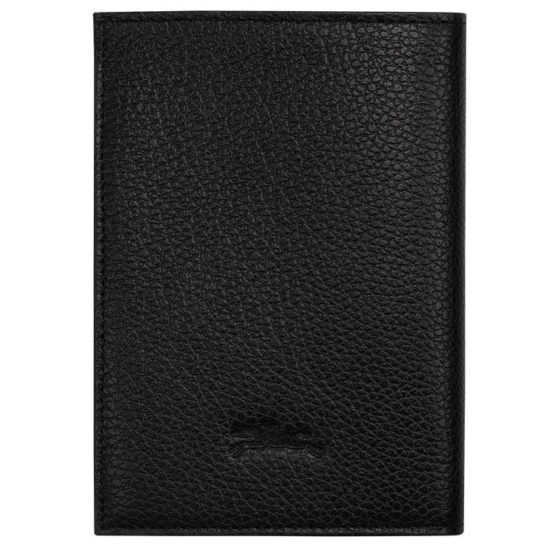 Longchamp Le Foulonné Passport cover Men's Passport Bag Black | DBE-756203