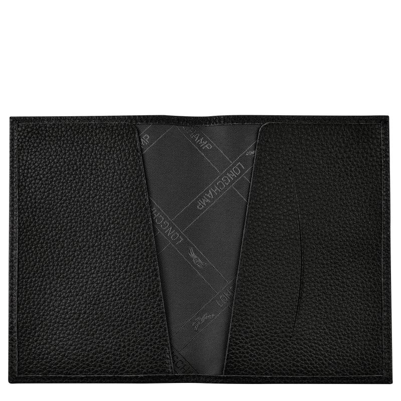 Longchamp Le Foulonné Passport cover Men's Passport Bag Black | DBE-756203