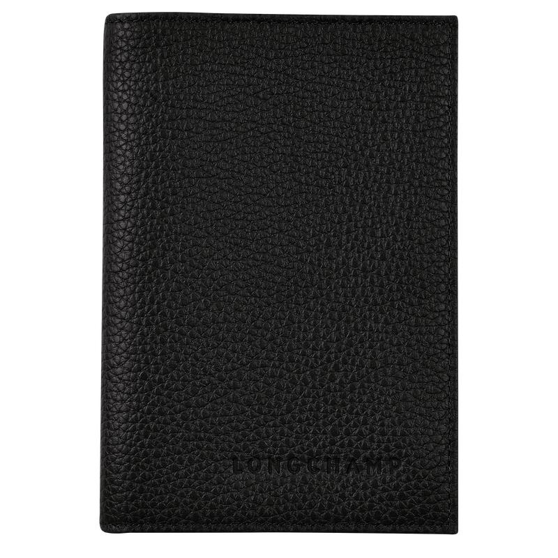 Longchamp Le Foulonné Passport cover Men\'s Passport Bag Black | DBE-756203