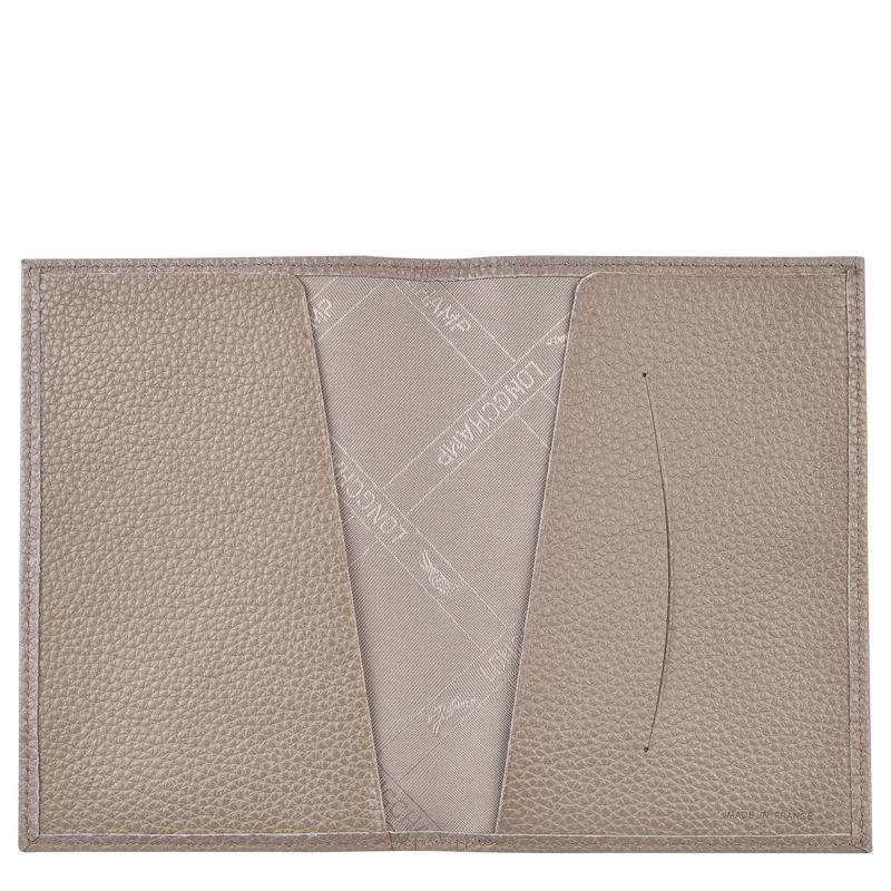 Longchamp Le Foulonné Passport cover Women's Passport Bag Turtledove Grey | RKS-018956