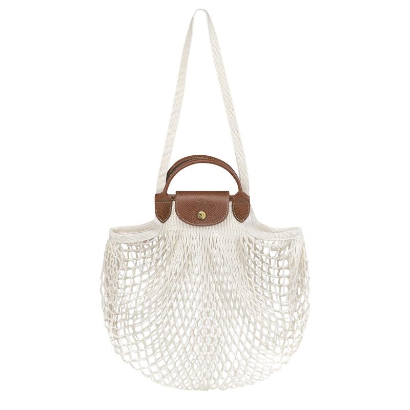 Longchamp Le Pliage Filet L Women\'s Mesh Bag Ecru White | IJM-986271