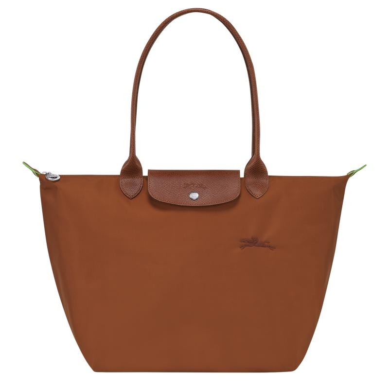 Longchamp Le Pliage Green L Women\'s Tote Bag Cognac Brown | RUC-941286