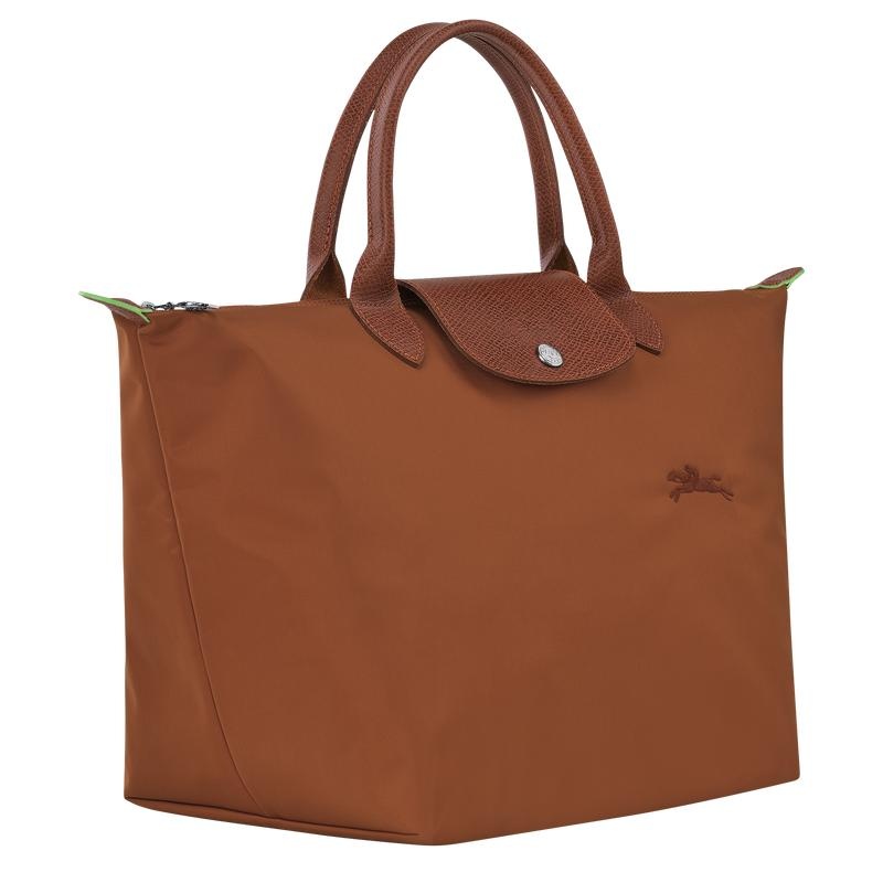 Longchamp Le Pliage Green M Women's Handbags Cognac Brown | MND-853176