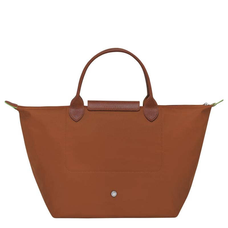 Longchamp Le Pliage Green M Women's Handbags Cognac Brown | MND-853176