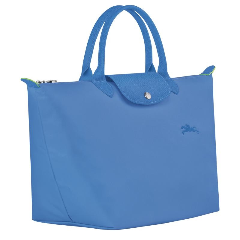 Longchamp Le Pliage Green M Women's Handbags Cornflower Blue | ACX-681740