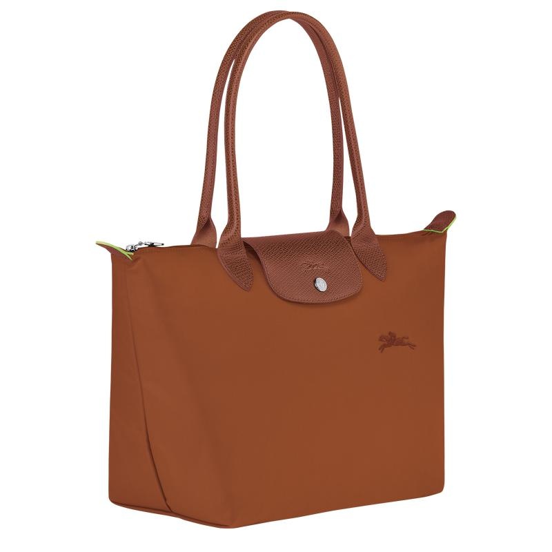 Longchamp Le Pliage Green M Women's Tote Bag Cognac Brown | RVK-637012