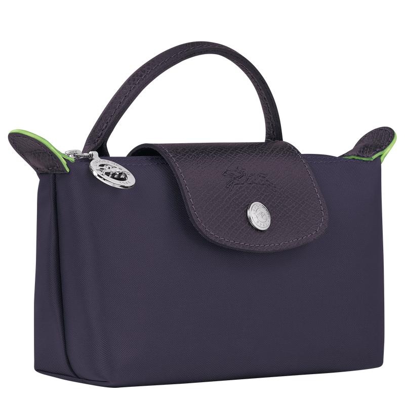 Longchamp Le Pliage Green with handle Men's Pouches Bilberry Purple | EIV-469327