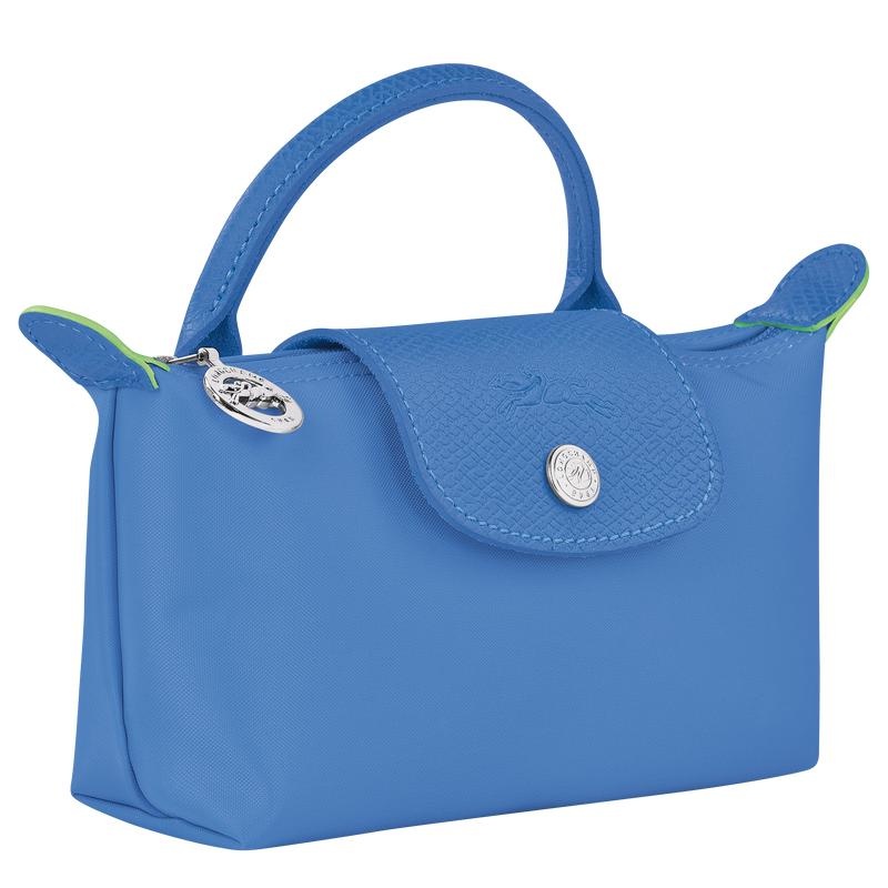 Longchamp Le Pliage Green with handle Men's Pouches Cornflower Blue | LIA-510276