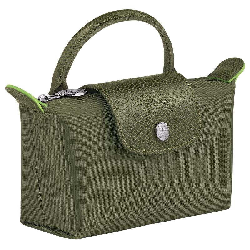 Longchamp Le Pliage Green with handle Men's Pouches Forest Green | XHG-514739