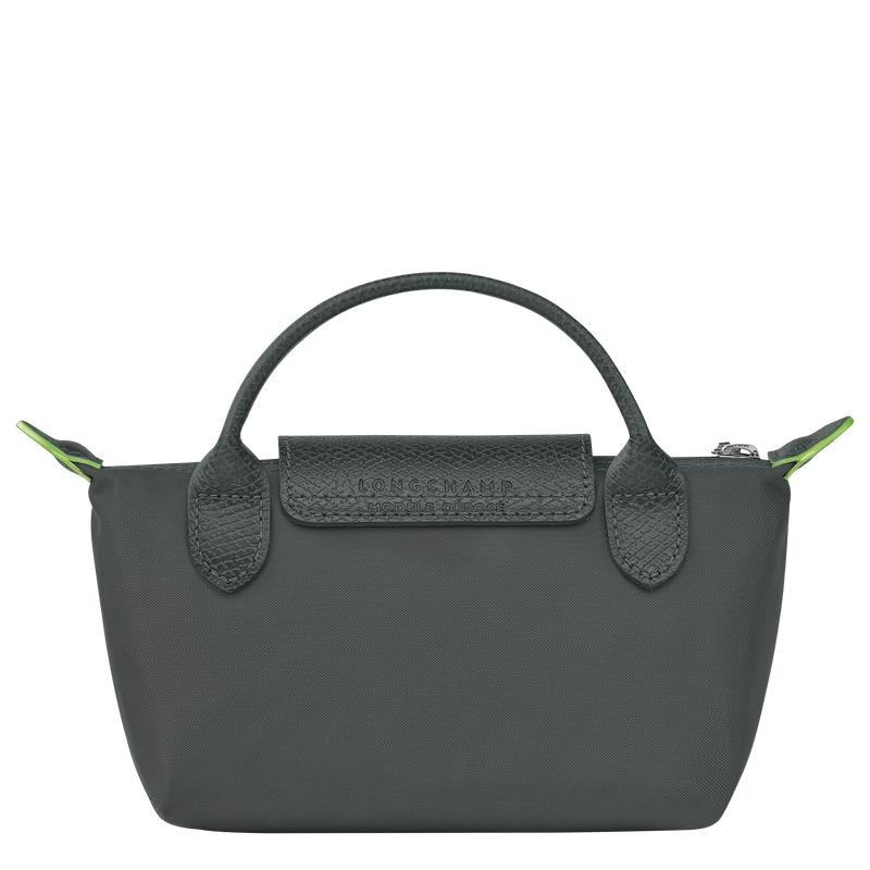 Longchamp Le Pliage Green with handle Men's Pouches Graphite Grey | NPQ-429751