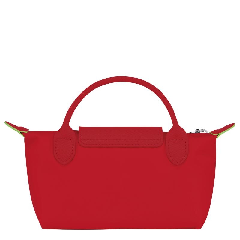 Longchamp Le Pliage Green with handle Men's Pouches Tomato Red | HXG-673918