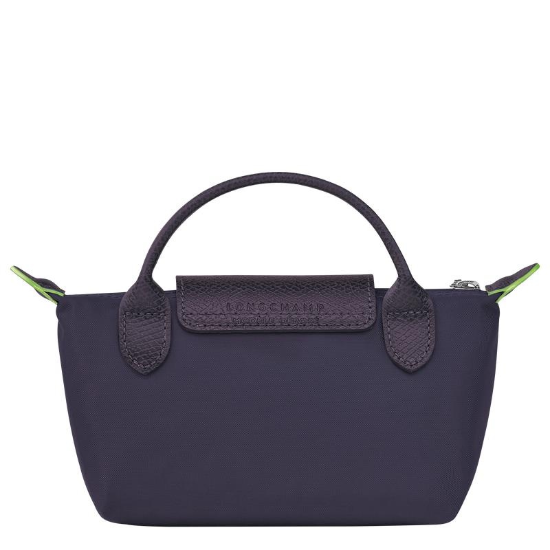 Longchamp Le Pliage Green with handle Women's Pouches Bilberry Purple | BTZ-530721