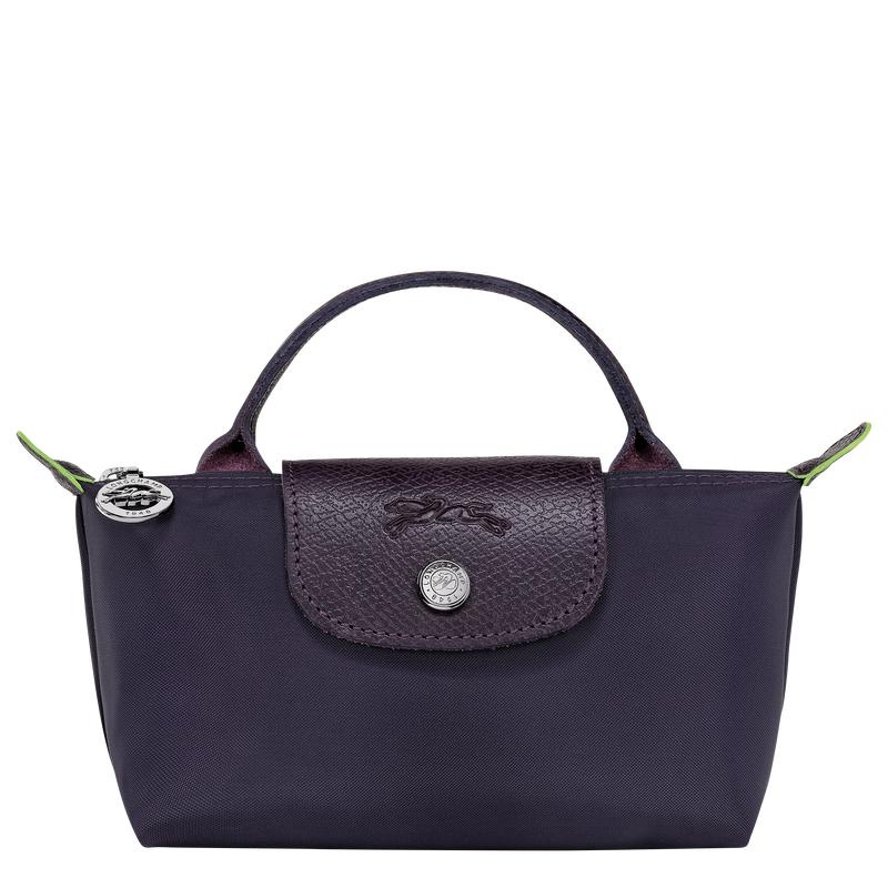 Longchamp Le Pliage Green with handle Women\'s Pouches Bilberry Purple | BTZ-530721