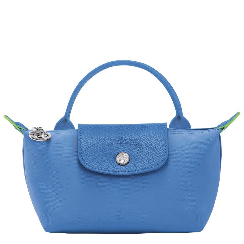 Longchamp Le Pliage Green with handle Women\'s Pouches Cornflower Blue | NQL-294850