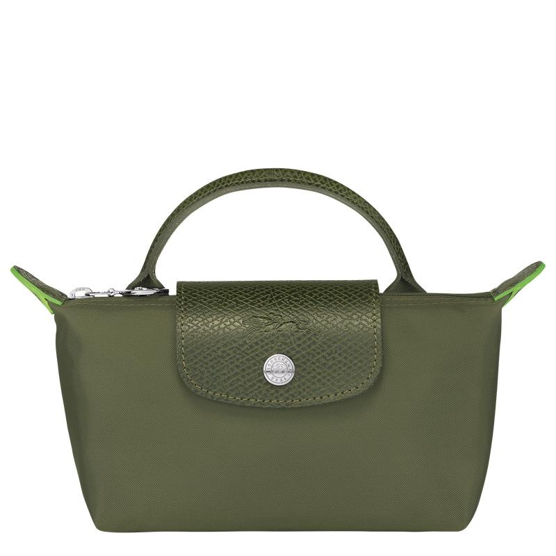 Longchamp Le Pliage Green with handle Women\'s Pouches Forest Green | PZG-236548