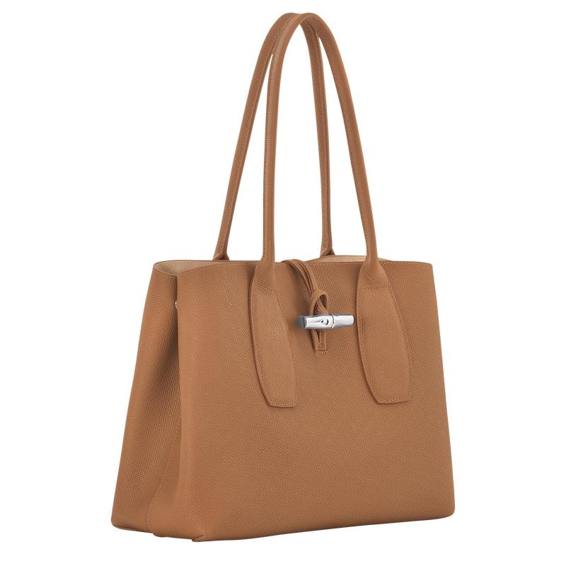 Longchamp Roseau L Women's Tote Bag Natural Brown | LEX-135892