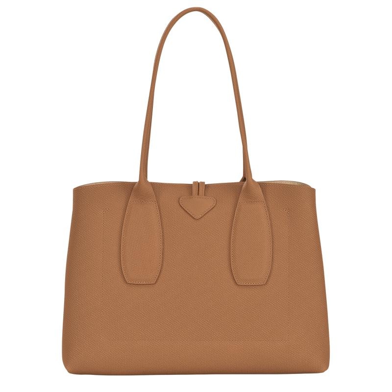 Longchamp Roseau L Women's Tote Bag Natural Brown | LEX-135892