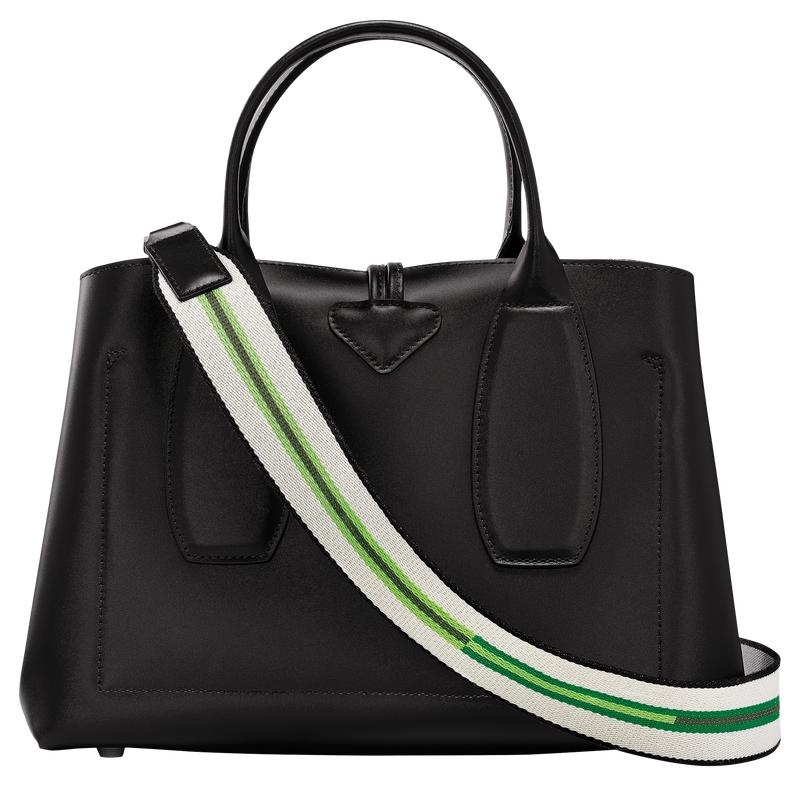 Longchamp Roseau M Women's Handbags Black | WQK-063574