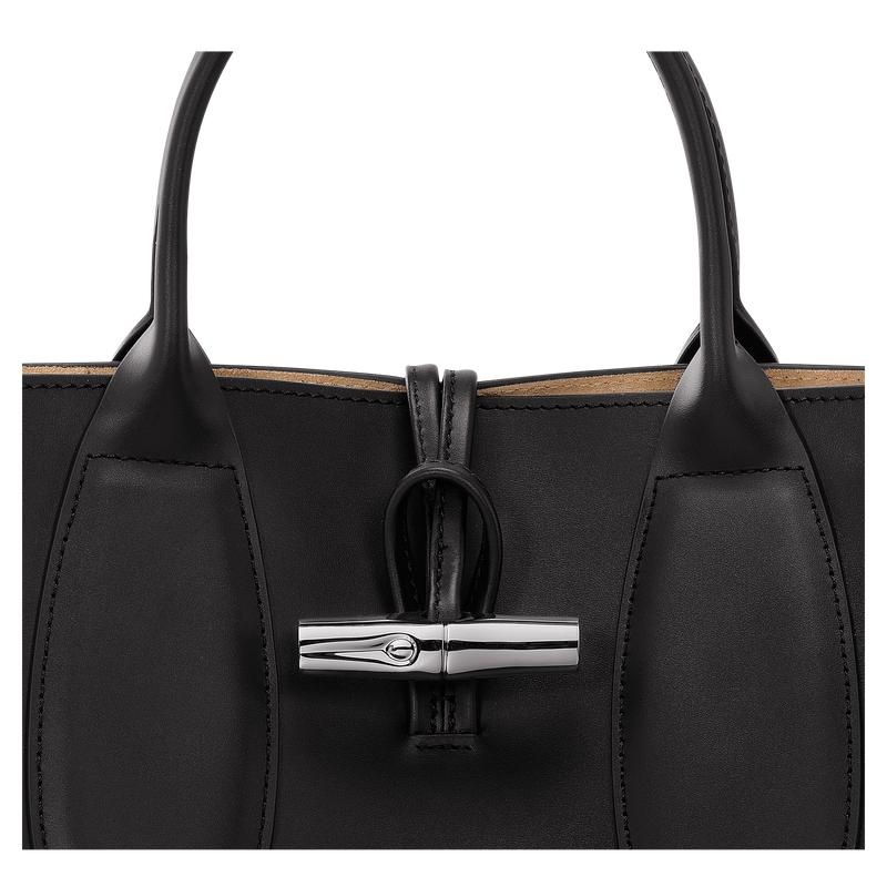 Longchamp Roseau M Women's Handbags Black | WQK-063574