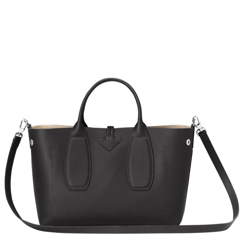 Longchamp Roseau M Women's Handbags Black | HCD-356280