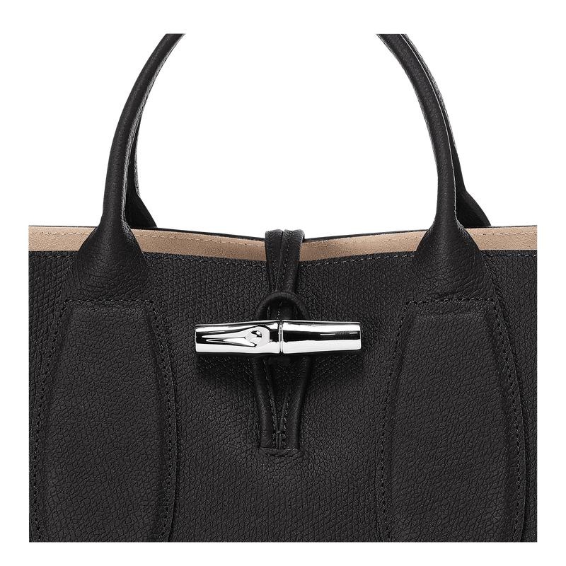 Longchamp Roseau M Women's Handbags Black | HCD-356280