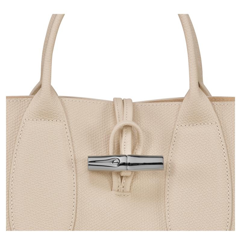 Longchamp Roseau M Women's Handbags Paper White | FED-184576