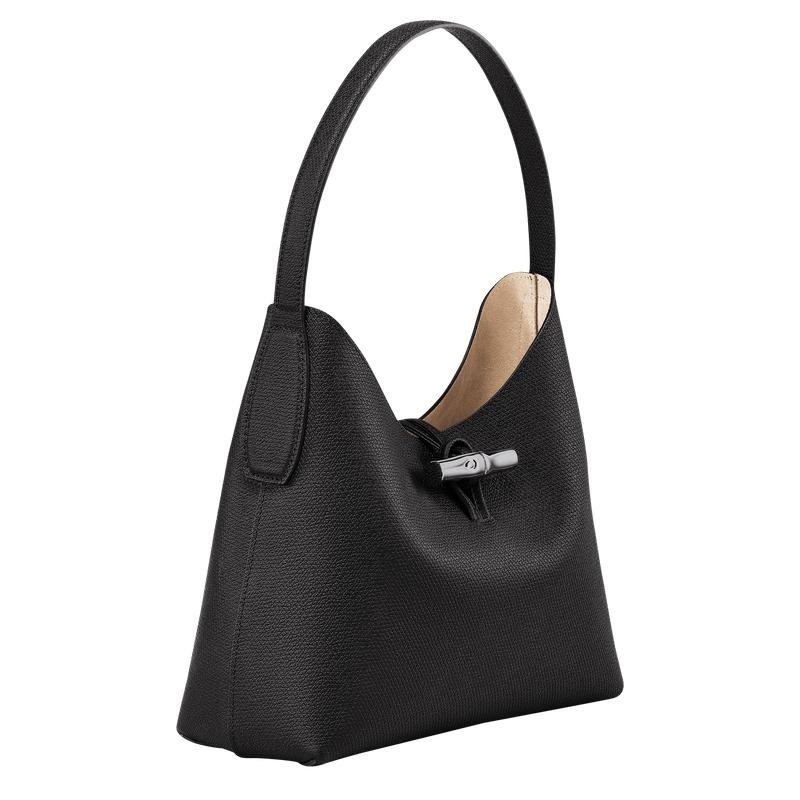 Longchamp Roseau M Women's Hobo Bags Black | GFW-875921