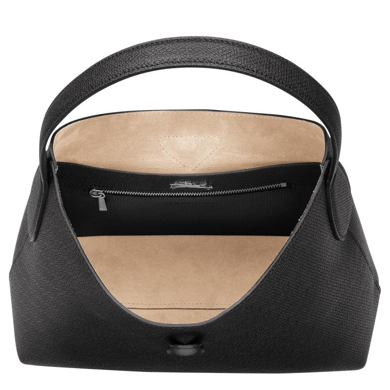 Longchamp Roseau M Women's Hobo Bags Black | GFW-875921