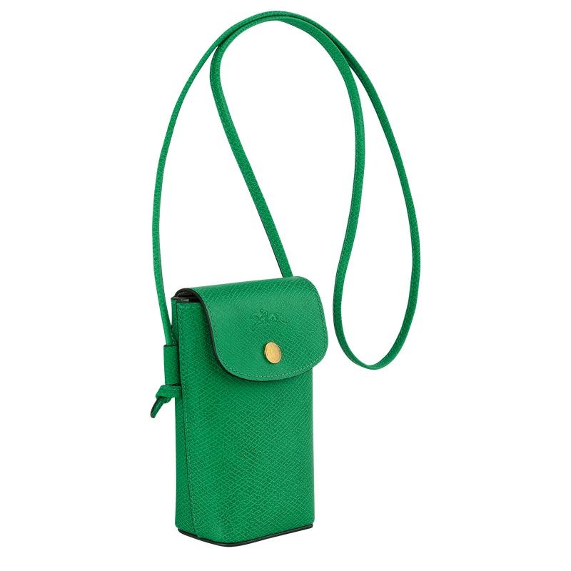 Longchamp Épure with leather lace Men's Phone Case Green | MLI-465708