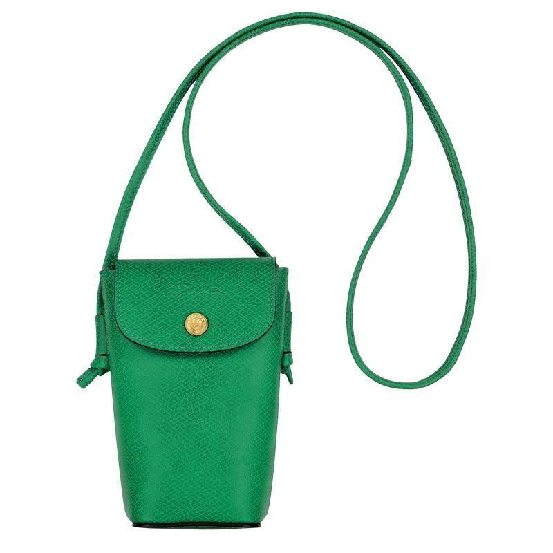 Longchamp Épure with leather lace Women\'s Phone Case Green | FZU-546910