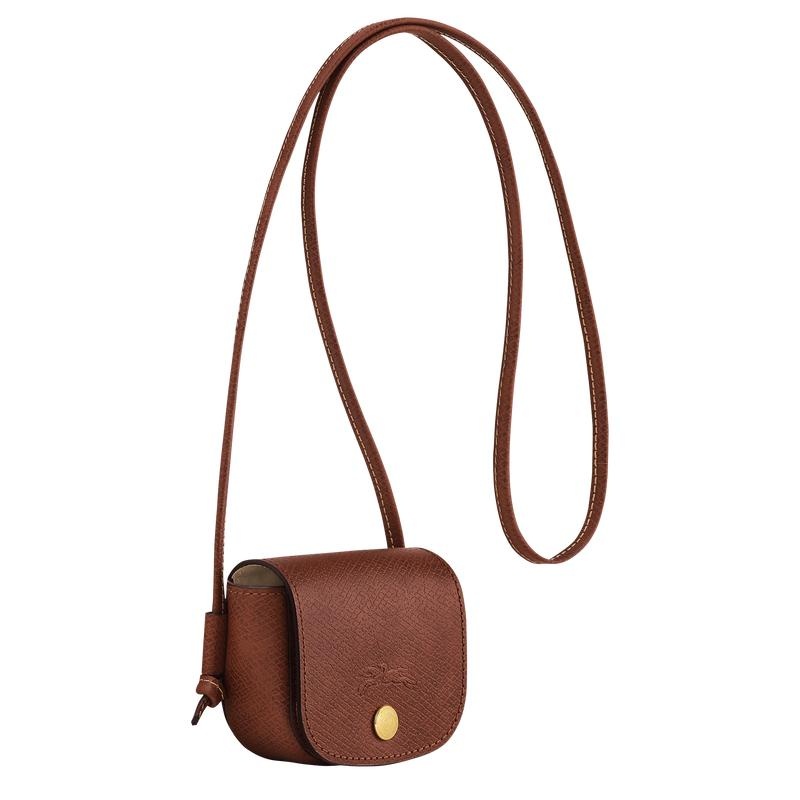 Longchamp Épure with leather lace Women's Coin Purses Brown | AXU-142965