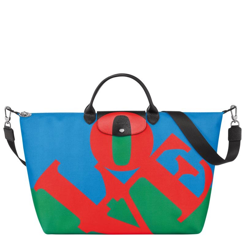 Longchamp x Robert Indiana Men\'s Travel Bags Red/Navy | LEA-814269